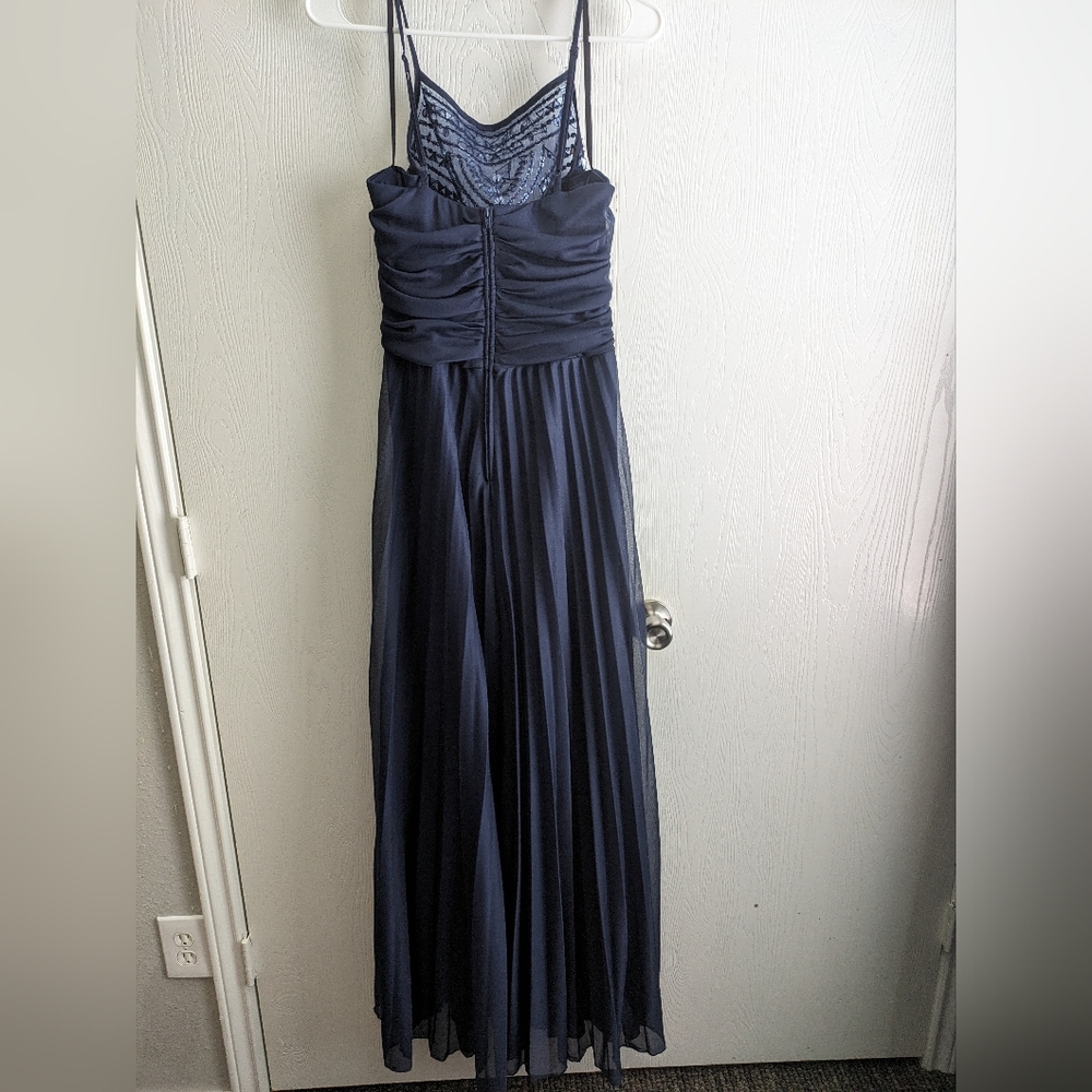 Blue Pleated Formal Dress Size 14 - Picture 4 of 8